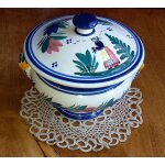 Sucrier a couvercle - pot couvert en faience muticolore h. b quimper - 15x14cm environ - motifs floraux ...