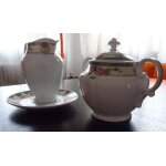 Sucrier, pot a lait, soucoupe , porcelaine victoria china czechoslovakia