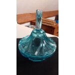 Sucrier vintage en verre bleu transparent verre facette Sucrier vintage en verre bleu transparent verre facette