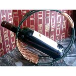Support de bouteille en metal et osier