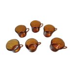 Tasses caf en verre ambre duralex dco ancienne vintage lot dp 072261 marron