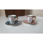 T�te a t�te tasse + soucoupe porcelaine de couleuvre vintage