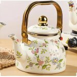 Th�i�re et bouilloire fleurs en email avec filtre 1. 2l