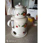 Th�i�re emaill�e bouilloire chauffe plat bouquet de fruits 3 en 1 frutas collection