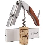 Tire - bouchon professionnel xpert wood en acier inoxydable et bois avec double support articul + ouvre ...