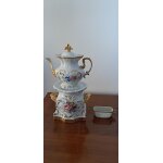 Tisani�re / th�i�re en porcelaine de limoges duchamp . coloris blanc et or avec joli bouquet fleuri
