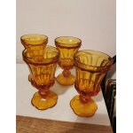 Verres ambrés vintage en verre jaune orange pour vin et eau, années 1960 Verres ambrés vintage en verre jaune orange pour vin et eau, années 1960