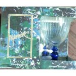 Verre a eau vintage a pied bleu luminarc