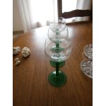 Verres a pied vintage pied vert motifs grappes incrustes inscriptions lot de 3