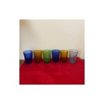 Verres a porto de la verrerie de biot. couleurs vari�es. 8 cm de hauteur et 5, 5 cm de diam�tre. taille ...