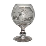 Verre rince raisin en cristal grave feuilles et grappes raisin cr blanc