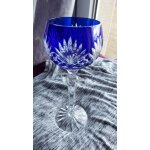 Verre a vin en cristal - bleu cobalt - ajka caroline cut to clear crystal wine glass. 21 cm de haut sur ...