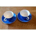 Villeroy & boch mettlach - t�te a t�te duo bleu vif - 2 grandes tasses et sous tasses a caf�, th�, chocolat ...