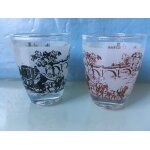 Vintage 1950 : 2 petites verrines / verres motif caleche / chevaux