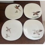 Vintage lot de 4 assiettes en porcelaine raynaud limoges vol d�oiseaux