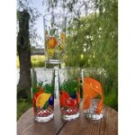 Vintage lot de 4 verres a orangeade d�cor fruits
