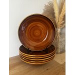 Vintage lot de 6 assiettes creuses marron miel luneville