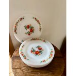 Vintage lot de 6 assiettes a dessert fleurs oranges et jaunes arcopal