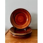 Vintage lot de 6 assiettes plates marron miel luneville