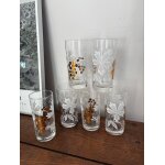 Vintage lot de 6 verres a orangeade imprim� raisins luminarc