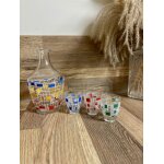 Vintage carafe et ses 3 verres a liqueur style graphique