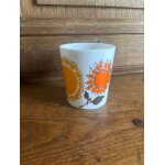 Vintage petit gobelet en mlamin motif floral orange