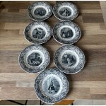 Vintage s�rie de 7 assiettes parlantes fa�ence creil � les animaux intelligents �