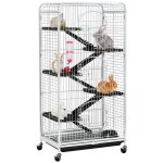 Yaheetech cage tower equipe pour rongeurs / cochon d'inde / furets / ecureuils / chinchillas sur roulettes ...