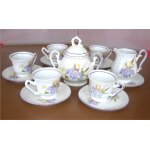 Zajecar service the ou cafe porcelaine blanc decor fleur iris