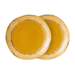 2 assiettes d'appoint en gr�s jaune 22cm paradise - hkliving