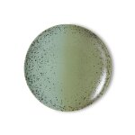 2 assiettes � diner rondes en gr�s vert 27, 5cm vaisselle 70s - hkliving