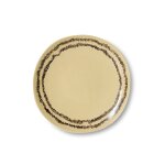 2 assiettes � entr�e rondes en gr�s jaune 22cm vaisselle 70s - hkliving
