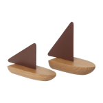 2 bateaux en bois de ch�ne noix de p�can fonc� opty boat - ferm living
