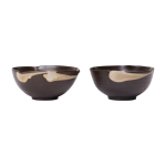 2 bols en gr�s �maill� marron 11, 5x6cm koyo - ferm living