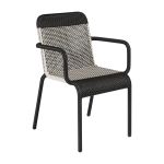 2 chaises de jardin avec accoudoirs noire et blanche tobago - kok