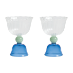 2 coupes en verre bleu tulip - &klevering
