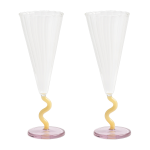 2 flutes de champagne en verre caramel 18cl 21x7, 5cm curve - &klevering