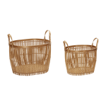 2 paniers ronds en bambou avec anse - h�bsch