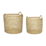 2 paniers tress�s en rotin avec anse