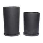 2 pots allong�s avec soucoupe en pierre noire - h�bsch