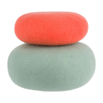 2 poufs en laine corail et turquoise - gris felix et fine - myfelt
