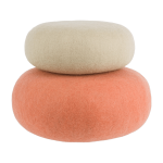 2 poufs en laine vert - beige et saumon lutz et lea - myfelt