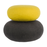 2 poufs en laine vert - jaune et anthracite kata et kuno - myfelt