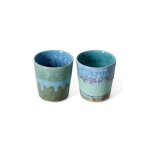 2 tasses � caf� en gr�s bleu van gogh 7, 5x8cm 230ml vaisselle 70s - hkliving
