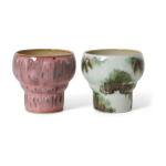 2 tasses � caf� lungo en c�ramique expression 8, 9x8, 9x8, 1cm vaisselle 70's - hkliving