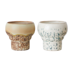 2 tasses en gr�s lungo 8, 9cm coral - hkliving