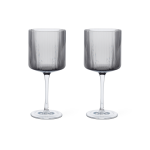 2 verres � vin rouge en verre gris fum� 7, 9x18, 2cm ripple - ferm living