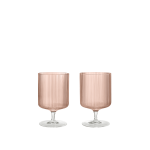 2 verres � vin en verre souffl� recycl� transparent rose 7, 5 x 12, 5 cm ripple - ferm living