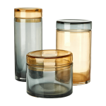3 bocaux en verre gris et beige chic - pols potten