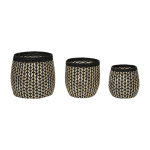 3 paniers en acaba avec motif noir et naturel - h�bsch